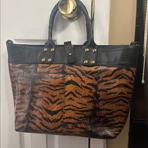 Patricia Nash Tiger Print Tote with Brown Accents